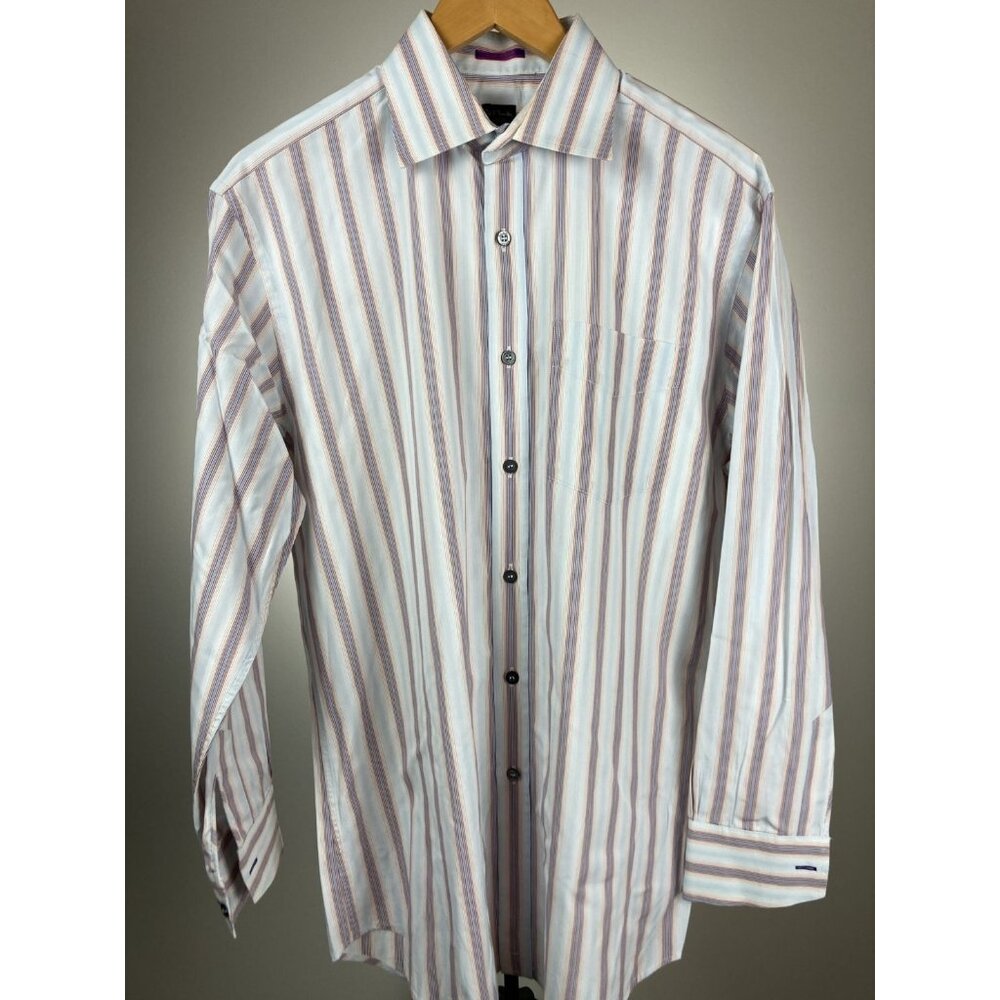 Paul Smith London Italian White/Red/Blue Dress Shirt 15 1/2 32/33
